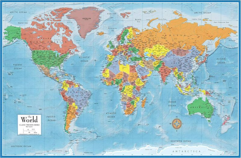 Photo 1 of Swiftmaps World Premier Wall Map Poster Mural 24h x 36w