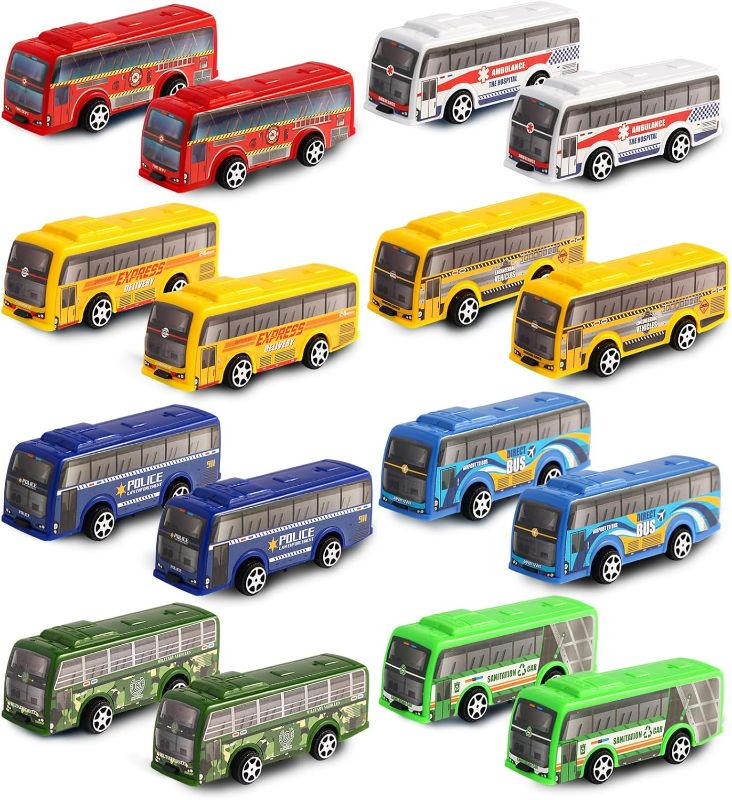 Photo 1 of 9 Pcs Pull Back City Bus Vehicles Toys Set, Mini Pull Back Cars for Kids Toddlers, Friction Powered Racing Vehicles Bulk Toys, Party Favors Goodie Bags Stuffers Pinata Fillers for Boys Girls