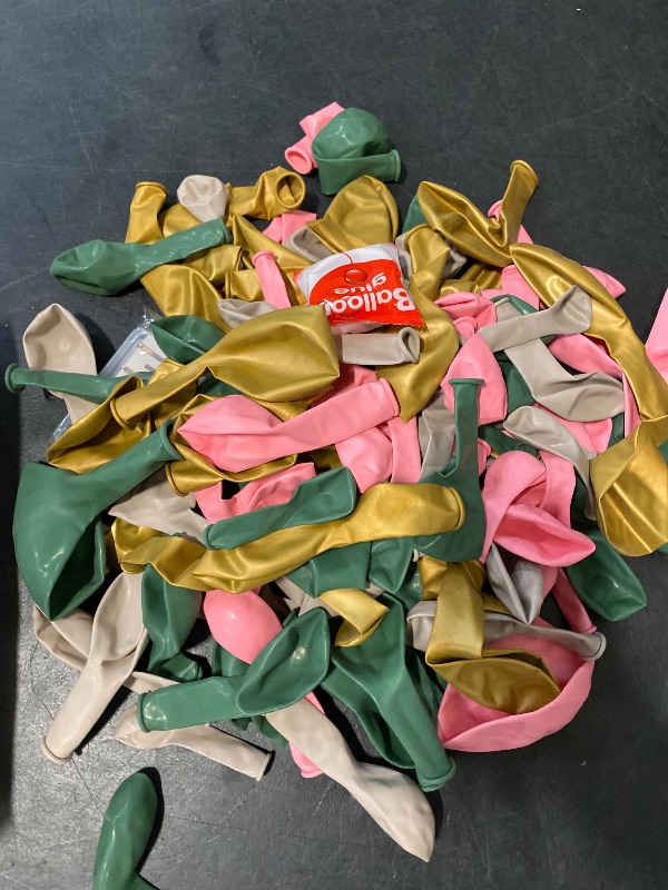 Photo 1 of Pink and Green Balloon Arch Garland Kit,137pcs Sage Green and Pastel Pink White Sand Gold Balloons for Boho Girls Woodland Baby Shower Wedding Jungle Safari Birthday Party Decorations