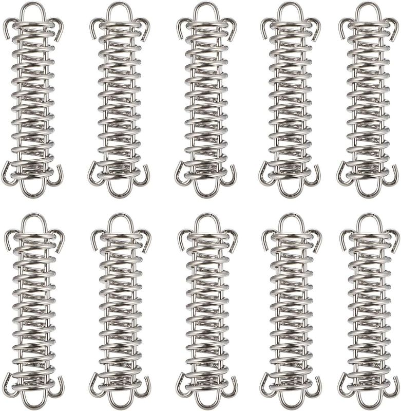 Photo 1 of TOBWOLF 10PCS Tent Spring Buckle, Windproof Stainless Steel Rope Tensioner Awning Fixed Hook Buckle, Portable Camping Tent Fixed Buckle, Spring Buckle Set for Outdoor Camping, Dog Training, Swing