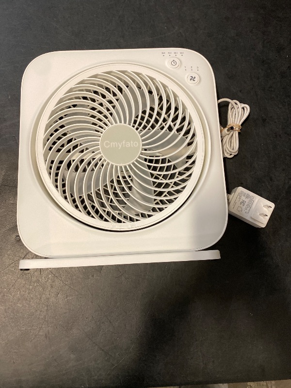 Photo 1 of Cmyfato Portable Table fan, Window Fan,Small Box Fan with 3 Powerful Speed & 4 Timer Setting, 270° Pivoting Quiet Square DC Fan for Home Office Bedroom Bathroom Kitchen