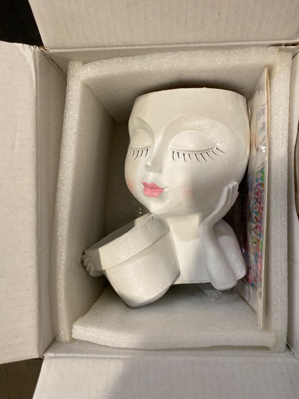 Photo 1 of vomiceak Face Planter Pots Head, Planters for Indoor Plants - Double Cute Plant Pots for Flower & Succulent with Drainage Holes - Ideal Present Ideas (White Lady)