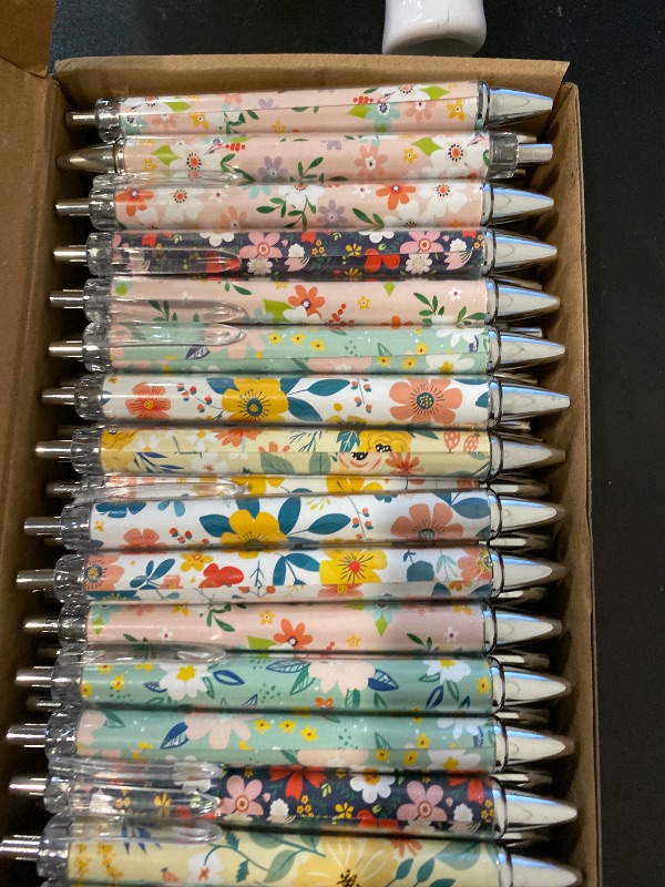 Photo 1 of Thenshop 50 Pcs Floral Pens Bulk Flower Colorful Floral Flower Theme Gel Ink Ballpoint Pen Appreciation Gifts Party Favors for Friends Employee Office Holiday