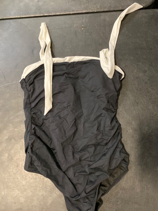 Photo 1 of Size L Tempt Me Women Black White One Piece Swimsuits Tummy Control Bathing Suits Push up Full Coverage Swimwear 