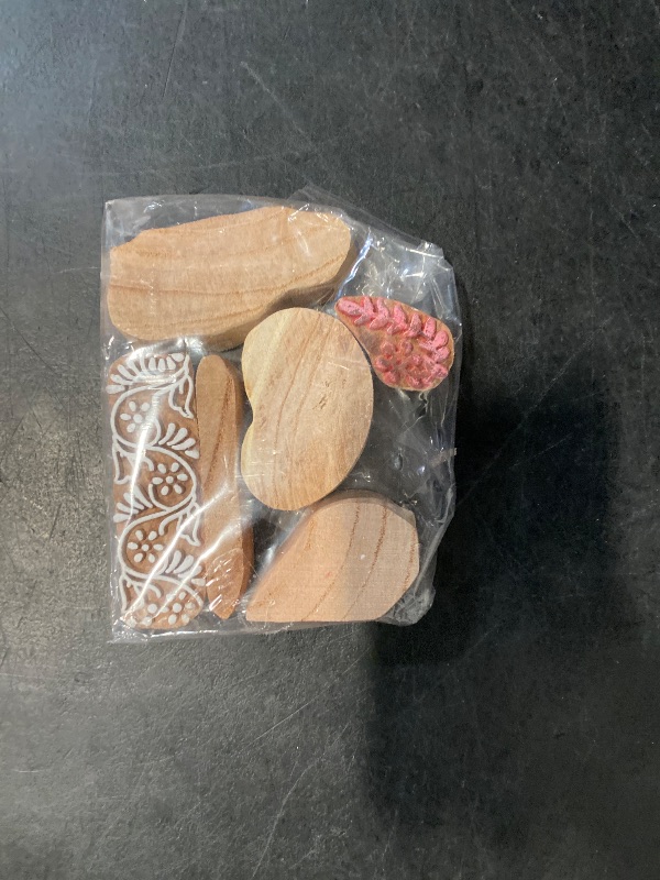 Photo 1 of Asian Leaf and Paisley Designs Wooden Block Stamps (Set of 6) Htag0437