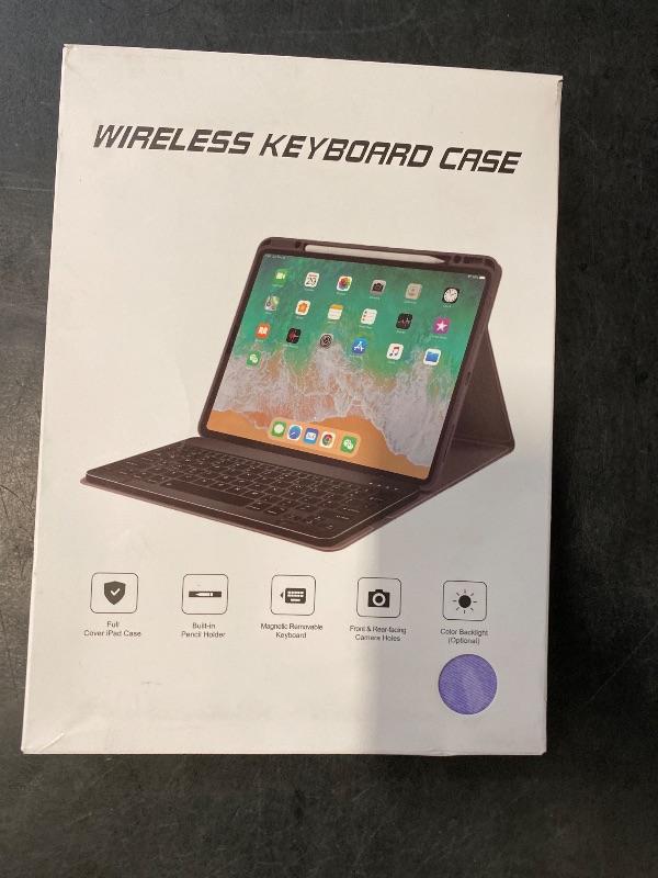 Photo 1 of BLUTLOTUS Keyboard Case for iPad 9th/8th/7th Generation 10.2 inch 2021/2020/2019, iPad Pro 10.5-inch Case with Keyboard,iPad Air 3 2019, 7 Color Backlit Removable Bluetooth Wireless(Purple)