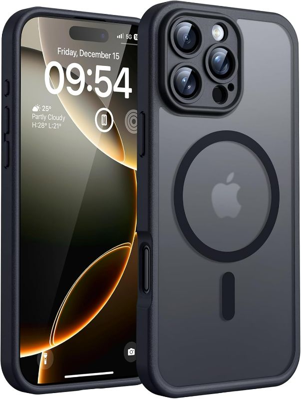 Photo 1 of TOCOL for iPhone 16 Pro Case, Full Camera Protection, Compatible with Magsafe, Drop Protection, Translucent Magnetic Matte Phone Case for iPhone 16 Pro 6.3 inch (Black)