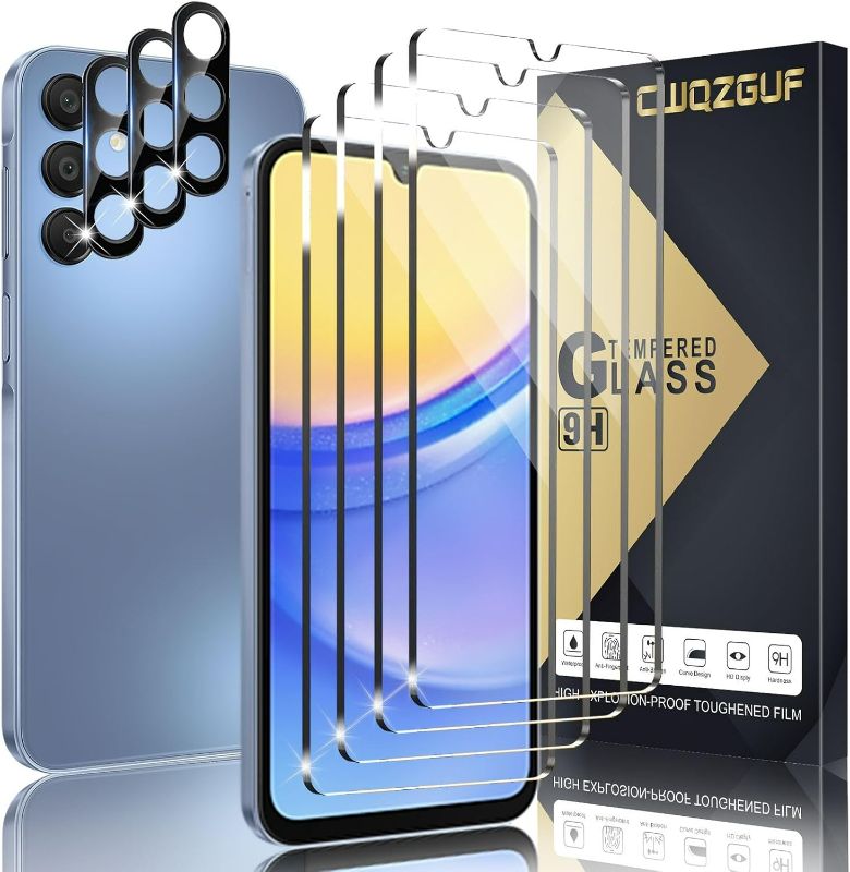 Photo 1 of [4+3 Pack Screen Protector Compatible with Galaxy A15 5G, 4 Tempered Glass with 3 Camera Lens Protectors, High Clarity, Anti-Shatter, Bubble Free