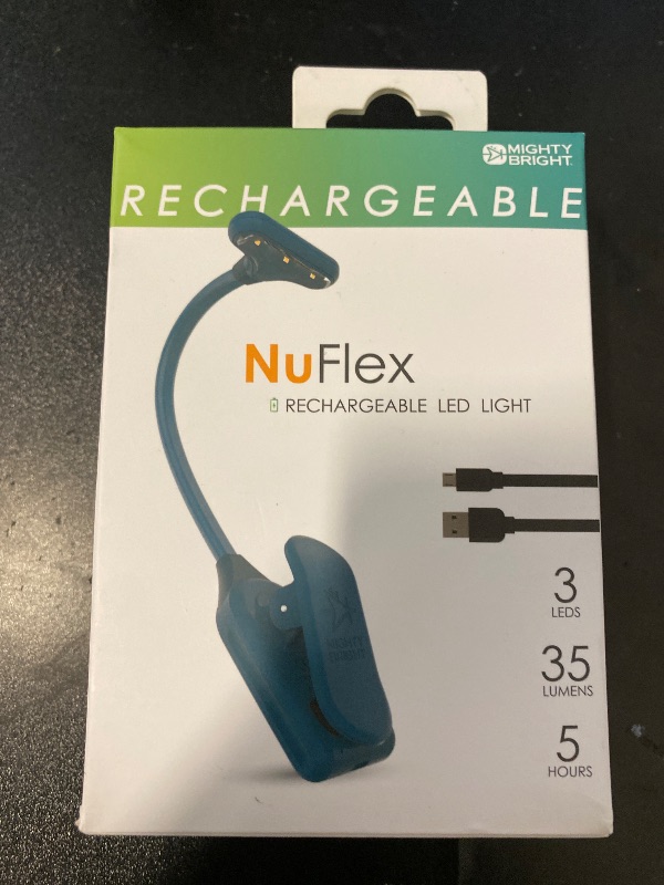 Photo 1 of Mighty Bright The Original NuFlex Book Light, Battery-Powered, Warm Eye Care LEDs, Flexible, Durable, Dimmable, Clip-On Reading Light, Read in Bed, Use Batteries or Micro USB (Midnight Blue)