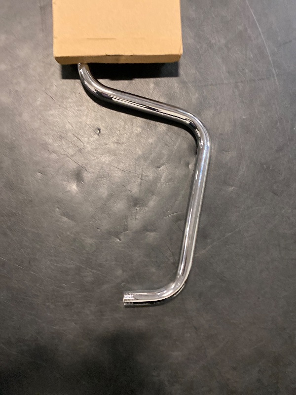 Photo 1 of NearMoon S Shape Shower Extension Arm with Flange, Stainless Steel High Rise Shower Head Extender Pipe, Horizontal Extension Standard 1/2" Connection- Bathroom Accessory, 16 Inch (Chrome Finish)