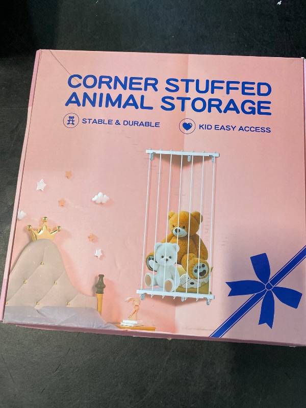 Photo 1 of Stuffed Animal Storage Toy Organizer(Patented) - Corner Stuffed Animal Holder Length Adjustable - Wall Hanging Stuffed Animal Net Plush Storage for Nursery Playroom Bedroom Kids Room Decro(White)