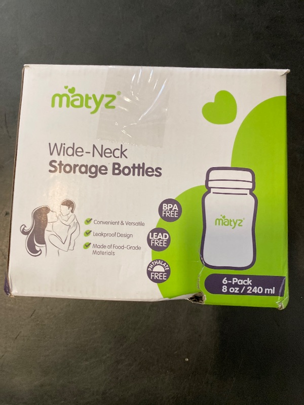 Photo 1 of Matyz 6-Pack Breast Milk Storage Bottles (8 Ounce, 3 Colors) - Wide Neck Breastmilk Collection and Storage Bottle - Formula Storage Bottles Compatible with Medela Avent Spectra Pumps