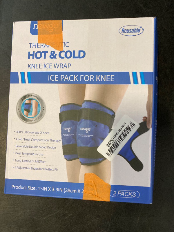 Photo 1 of NEWGO Ice Pack for Knees Injuries Reusable, 2 Pack Knee Ice Pack Wraps Around Entire Knees for Replacement Surgery Recovery, Gel Cold Pack Wrap for Meniscus Tear, ACL, Swelling Pain Relief - Blue