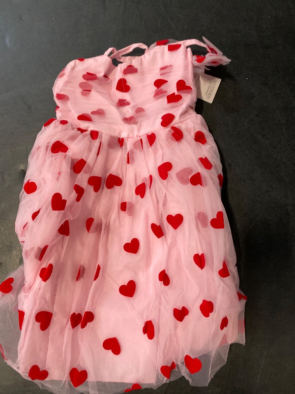 Photo 1 of  5-6 Years 1st Birthday Girl Dress Outfit Baby Pink Sleeveless Hearts Tulle Dress Princess Valentine's Day Pageant Party Tutu Dress Toddler Cake Smash Photoshoot Dresses Pink+Red Hearts
