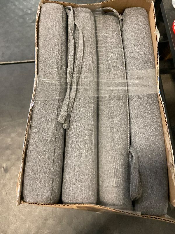Photo 1 of Outdoor Chair Cushions Set of 4, Water-Resistant & Fadeness 17" W x 16" D x 2" T Seat Cushion, High Density Foam with Dual Straps for Patio Garden Furniture Sofa Dining Chairs, Dark Grey