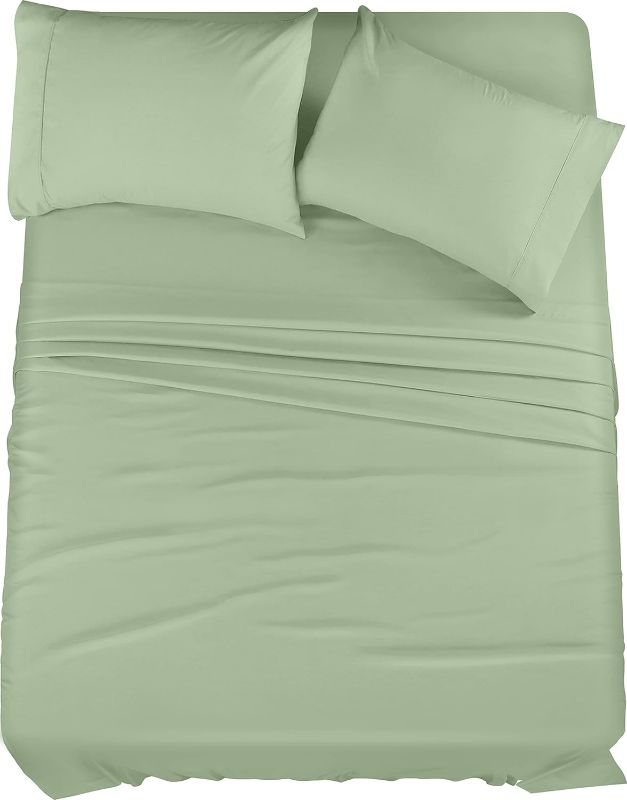 Photo 1 of Utopia Bedding Queen Sheet Set – 4 Piece Bed Sheets for Queen Size Bed, Soft and Breathable Microfiber, Includes 1 Fitted Sheet, 1 Flat Sheet and 2 Pillowcases (Sage)