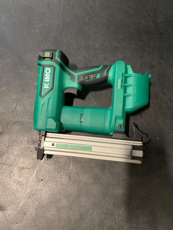 Photo 1 of KIMO 18 Gauge Nail Gun Cordless with Battery 2.0Ah X 2 & Fast Charger, 5000pcs Nails, Single&Contact Firing, 180 Nails/min, LED Light, Adjustable Nailing Depth Cordless Brad Nailer for DIY Project