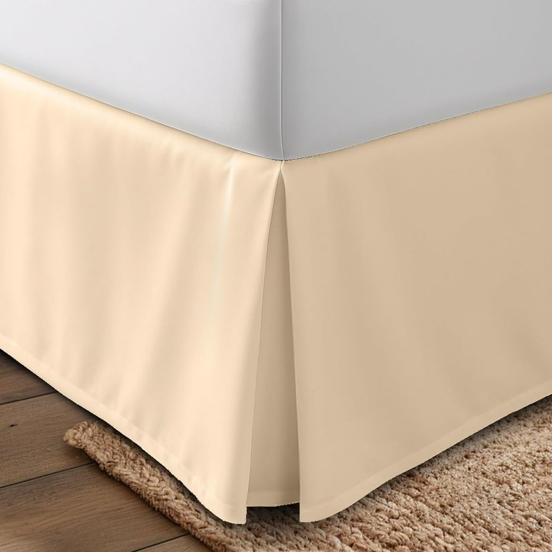 Photo 1 of Utopia Bedding Queen Bed Skirt - Soft Quadruple Pleated Ruffle - Easy Fit with 16 Inch Tailored Drop - Hotel Quality, Shrinkage and Fade Resistant (Queen, Beige)