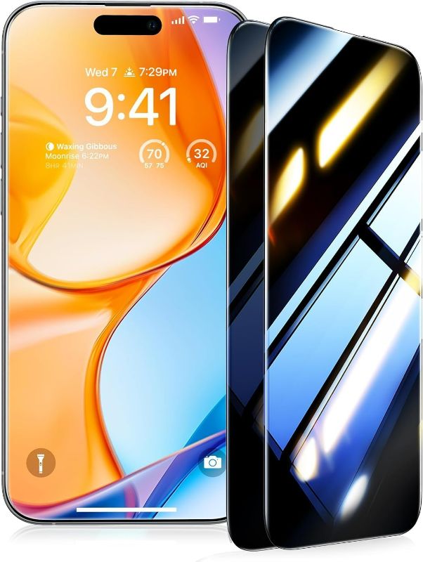 Photo 1 of UltraGlass 9H+ Glass for iPhone 15 Pro Max Privacy Screen Protector [Invisible Privacy Armor] Screen Protector 15 Pro Max Tempered [Full Coverage & Longest Durable] 15 ProMax, 2 Pack