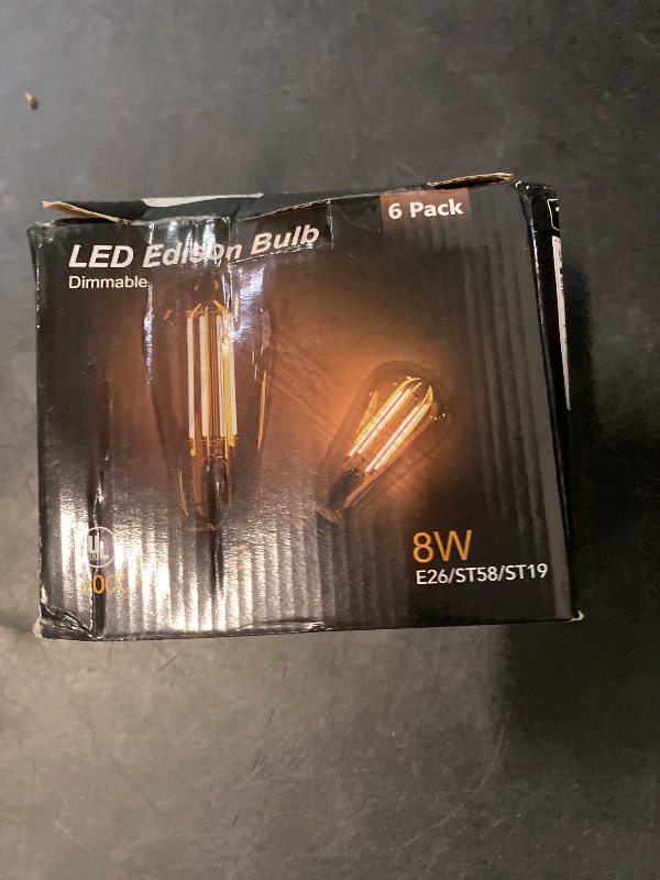 Photo 1 of TJOY 6 Pack Vintage 8W ST58 LED Edison Amber Light Bulbs, 60W Equivalent, 800 Lumens, 2200K Soft White, Dimmable, E26 Base LED Filament Bulbs, CRI80+, Antique Glass Style for Home, Bedroom