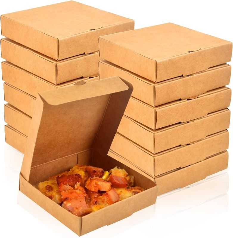 Photo 1 of WANGDEFA 50 Pack Kraft Small Boxes - 3.5 x 3.5 Inch White Pizza & Cookie Mini Pies Party Favors