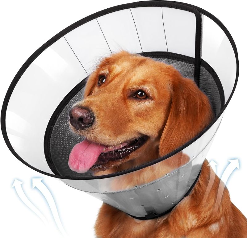 Photo 1 of BARKLESS Soft Dog Cone, Soft Cone for Large Dogs to Stop Licking Biting Wounds, Breathable Surgical E Collar for After Surgery, Adjustable Elizabethan Collar for Neuter Incision Care