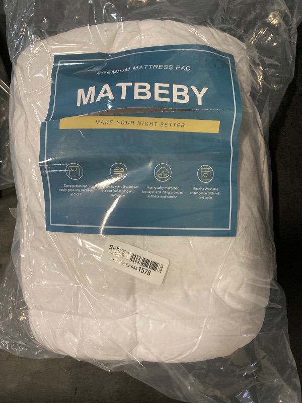 Photo 1 of MATBEBY Twin Size Mattress Pad - Cooling Breathable Mattress Topper, Quilted Fitted Mattress Protector, Pillow Top Mattress Cover with 8-21" Deep Pocket, Soft, Machine Washable, White, 39x75 Inches