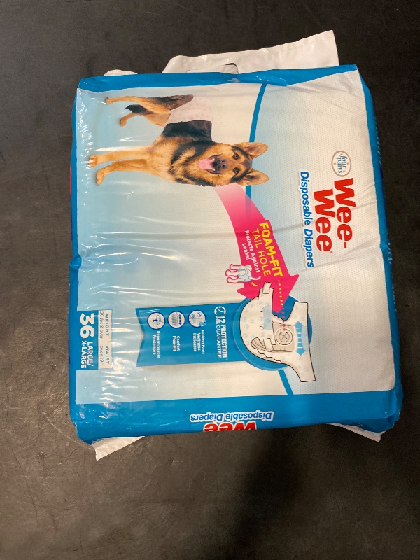Photo 1 of Four Paws Wee-Wee Super Absorbent Disposable Adjustable Dog Potty Training Diapers, Leak-Proof Protection for Puppies and Large Dogs, Extra Small, 36 Count