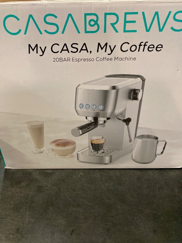 Photo 1 of CASABREWS Espresso Machine 20 Bar, Stainless Steel Coffee Maker with Milk Frother Steam Wand for Cappuccino, Latte, 43.9oz Water Tank, Dark Silver