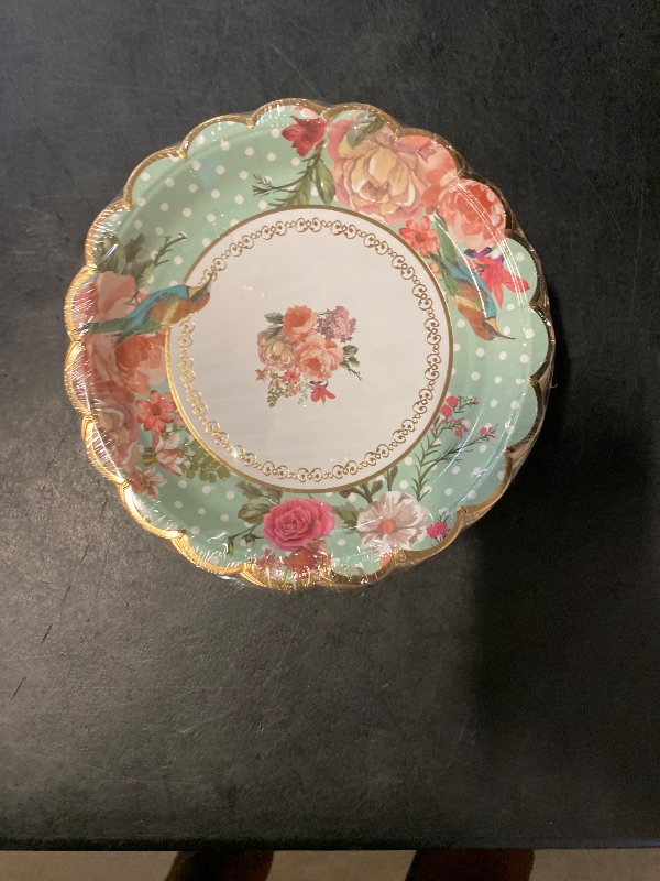 Photo 1 of Suclain 100 Pieces Flower Tea Party Paper Plates 7 Inches Vintage Floral Paper Plates for Guest Dinner Tea Party Weddings Bridal Showers and Baby Showers Birthday Supplies