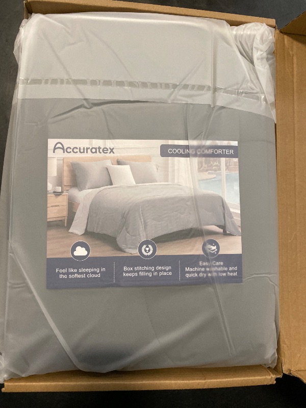 Photo 1 of ACCURATEX Cooling Comforter Queen/Full Size, Q-max>0.45 Arc-Chill Cooling Blanket for Hot Sleepers, Lightweight Cool Blankets for Night Sweats, Silky Breathable Summer Cool Comforter,Blue(90"x90")