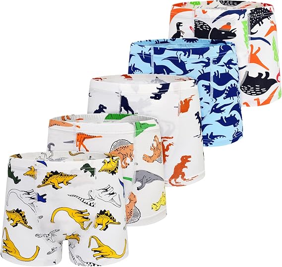 Photo 1 of GRPSKCOS Boys Dinosaur Underwear- Pack of 5 Soft Cartoon Colorful Boxer Shorts Briefs with Fun for Kids 2-8 Years Old