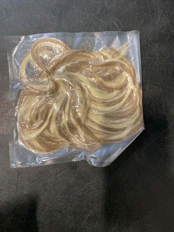 Photo 1 of Blonde CJL HAIR Large Messy Bun Hair Piece Wavy Curly Scrunchies Synthetic Chignon Ponytail Hair Extensions Thick Updo Hairpieces for Women 