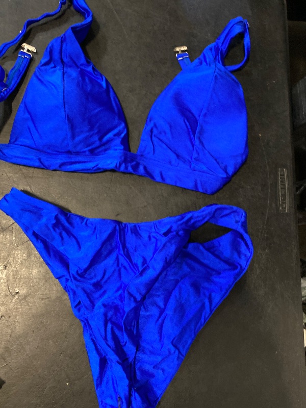Photo 1 of Size M Bathing Suits for Women Deep V Neck Sexy Two Piece Bikini Sets for Women Thong Halter Cheeky Swimsuit (US, Alpha, Medium, Regular, Regular, Royal Blue)