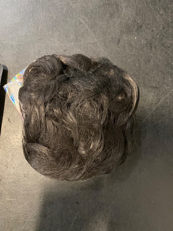 Photo 1 of FESHFEN Messy Bun Hair Pieces - Large Wavy Curly Elastic Hair Bun Scrunchies Ponytail Extensions Synthetic Chignon Hairpieces for Women, Natural Black 1.94oz