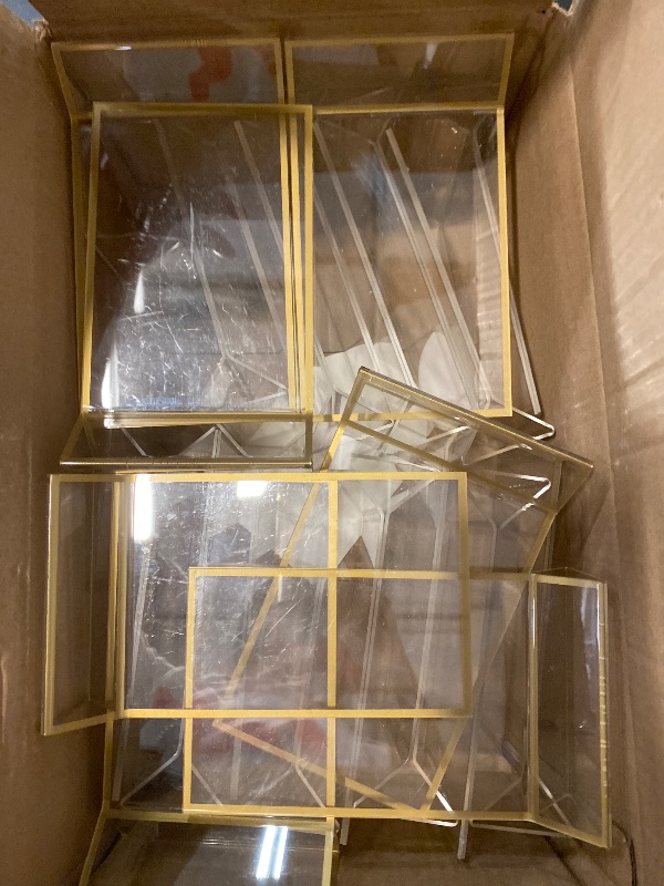 Photo 1 of 24 Pack Gold Frames Clear Acrylic Double Sided Frames Display Signs Holder Bulk with Stand 2 mm Gold Border for Table Numbers Wedding Restaurant Office Home Photo(Vertical,4 x 6 Inch)