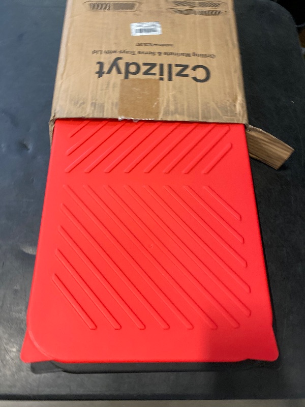Photo 1 of Czlizdyt Deep Grilling Prep and Serve Trays with lid, BBQ Tray for Marinating Raw and Cooked Food, Diswasher Safe Nesting Trays Black in Red