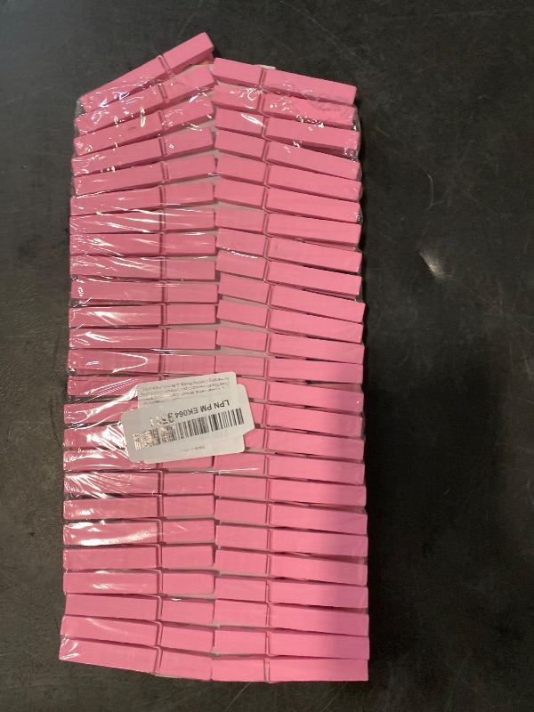 Photo 1 of Clothes Pins, Pink Colored Wooden Clothespins for Baby Shower Game, Wreath, Crafts, Strong Grip Close Pins Birchwood Clips Clothespin Clothing Pegs for Hanging Clothing Photos, 2.83 Inch, Pack of 50