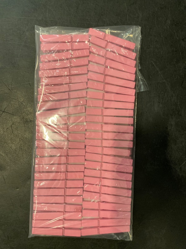 Photo 1 of Clothes Pins, Pink Colored Wooden Clothespins for Baby Shower Game, Wreath, Crafts, Strong Grip Close Pins Birchwood Clips Clothespin Clothing Pegs for Hanging Clothing Photos, 2.83 Inch, Pack of 50