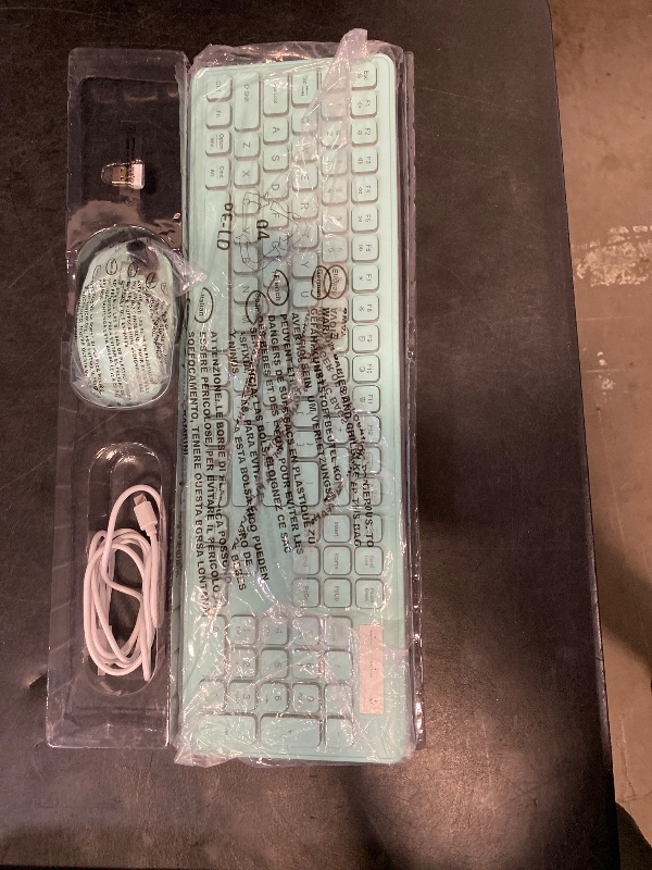 Photo 1 of Wireless Keyboard and Mouse Combo - RGB Backlit, Rechargeable & Light Up Letters, Full-Size, Ergonomic Tilt Angle, Sleep Mode, 2.4GHz Quiet Keyboard Mouse for Mac, Windows, Laptop, PC, Mint Green