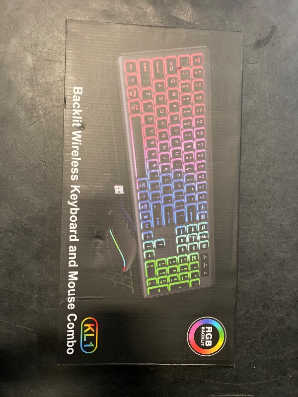 Photo 1 of Wireless Keyboard and Mouse Combo - RGB Backlit, Rechargeable & Light Up Letters, Full-Size, Ergonomic Tilt Angle, Sleep Mode, 2.4GHz Quiet Keyboard Mouse for Mac, Windows, Laptop, PC, Mint Green