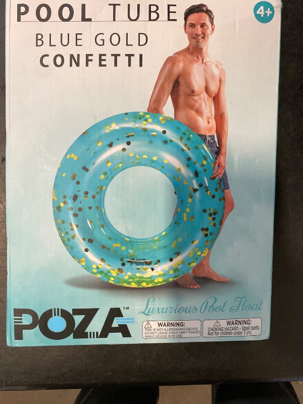 Photo 1 of CoTa Global Inflatable Pool Float Tube - Premium Sparkly Confetti Pool Float, Inflatable Tube Ring Pool Float for Kids and Adults, Heavy Duty Pool Ring Party Float for Beach, Lake - 36 Inch, Blue Gold