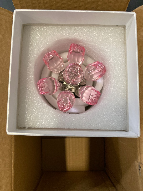 Photo 1 of Movdyka Glass Rose Flower Pink Roses Bouquet Home Decor Crystal for Mom Wife Collectible Blown Glass Figurines Desk Ornaments Wedding Decor Romantic Gifts for Women