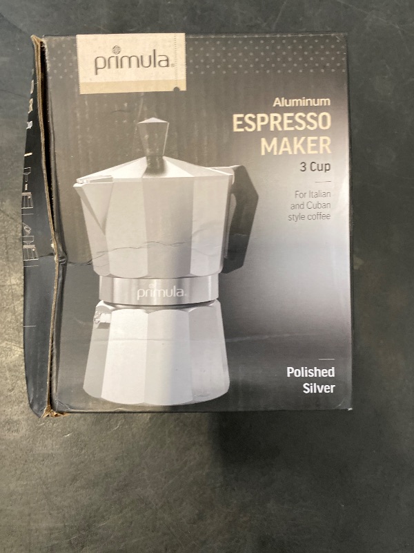 Photo 1 of Primula Classic Stovetop Espresso and Coffee Maker, Moka Pot for Italian and Cuban Café Brewing, Greca Coffee Maker, Cafeteras, 3 Espresso Cups, Silver