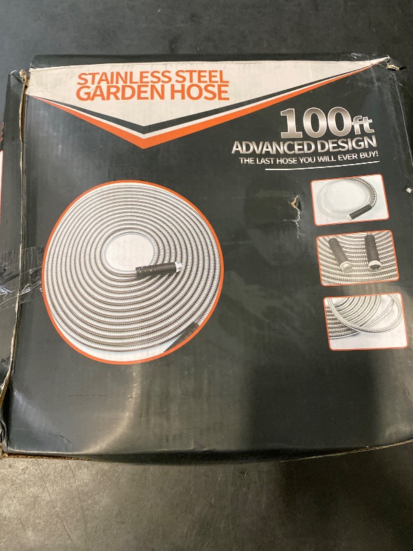 Photo 1 of 100 ft Stainless Steel Garden Hose - 2025 Upgraded Metal Water Hoses with 3/4" Solid Brass Fitting, Extra Strength Materials - Lightweight,Ultra Flexible,Durable,Kink-Less Water Hoses For Yard Camper
