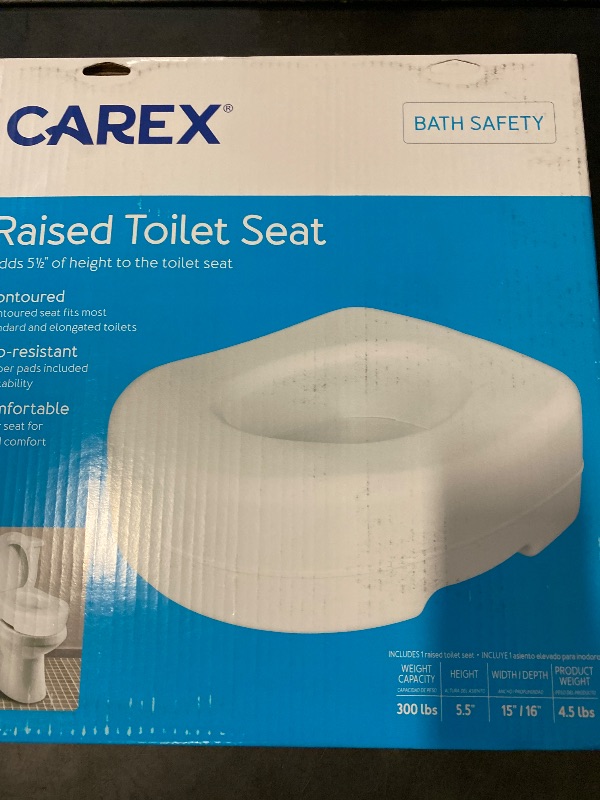 Photo 1 of Carex Toilet Seat Riser, 5.5 Inch, Toilet Seat Risers for Seniors, Raised Toilet Seat, Supports 300lbs, Slip-Resistant, Toilet Riser, Elevated Toilet Seats