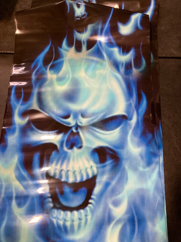 Photo 1 of GRAPHIX EXPRESS - Skull Cornhole Board Wrap - C15 Flaming Skull - Laminated Weatherproof Vinyl Decal - Easy Bubble-Free Application - Stickers Dimensions: 2' x 4' - Set of 2