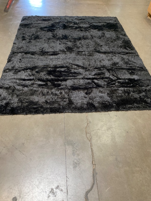 Photo 1 of 8x10 Feet Shag Area Rugs, Large Shag Fluffy Bedroom Carpet, Soft Rugs for Nursery, Furry Rugs for Girls Boys Kids Room, Extra Large Fuzzy Rug, Shag Carpet, Black