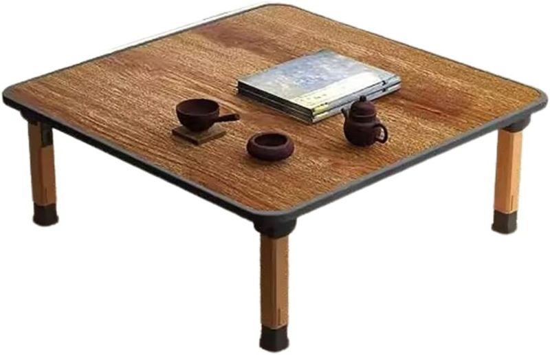 Photo 1 of Japanese Wooden Folding Tea Coffee Tables, Square Floor Adjustable Low Table for Tatami Sitting On The Floor, Foldable Laptop Kotatsu Dining Table Meditation Bay Window Table (70 * 70cm)