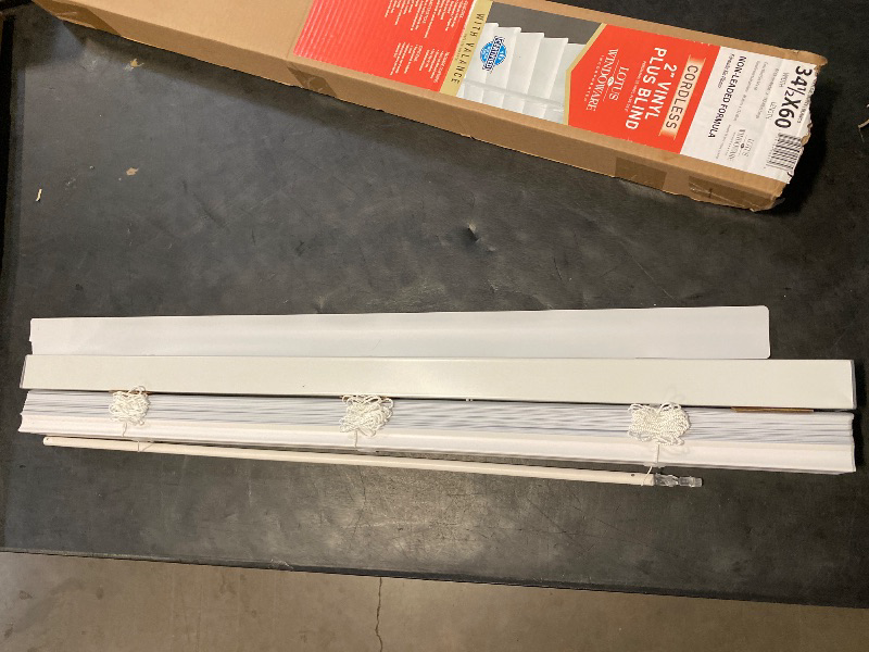 Photo 1 of Lotus & Windoware Cordless, 2 Inch Vinyl Plus Blind 34.5" Wide x 60" Long, White (RTX34560WH), Horizontal Window Blinds, Door Blinds, Indoor Window Blinds, 2" Slat Size